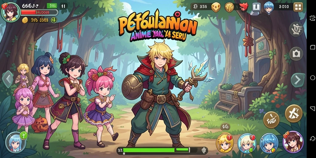 Screenshot gameplay 666J dengan karakter anime yang beraksi.