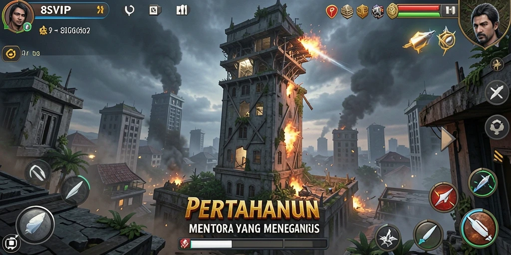 Tangkapan layar <strong>8SVIP</strong> yang menunjukkan aksi menara pertahanan yang strategis.