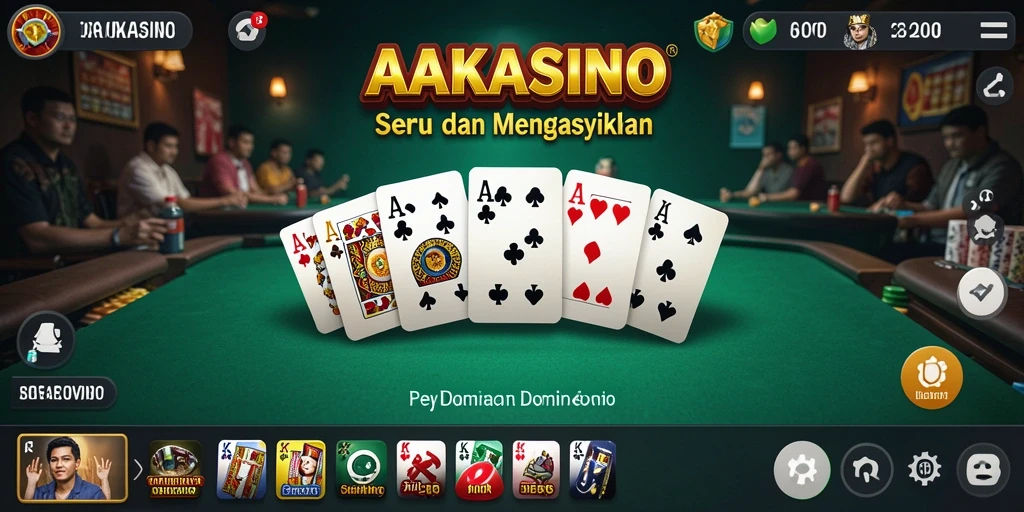 Tampilan gameplay AAKASINO dengan suasana domino yang menegangkan.