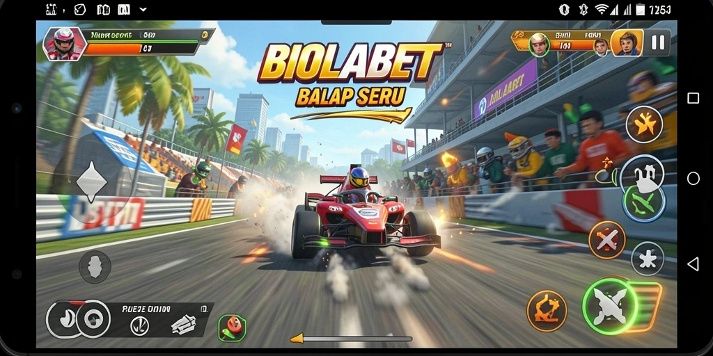 Screenshot BIOLABET menampilkan pengalaman balapan yang seru dan menegangkan.