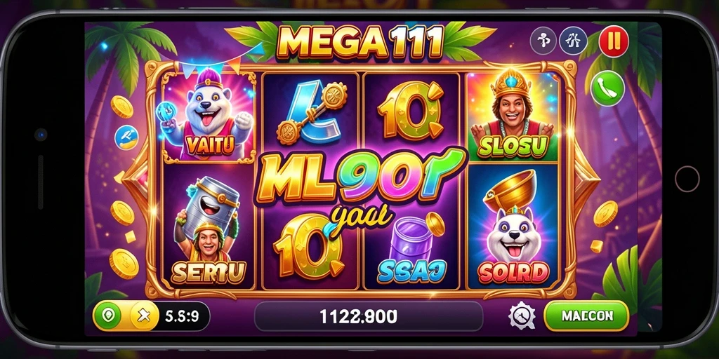 Tampilan menarik dari gameplay MEGA111 yang penuh warna.