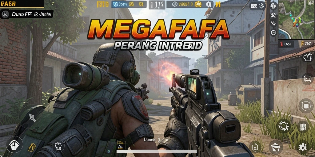 Tangkapan layar utama MEGAFAFA menampilkan aksi tempur yang intens dan grafis yang epik.