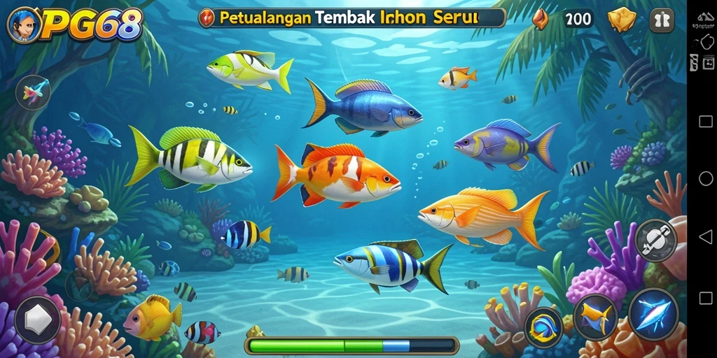 Tampilan gameplay PGG68 yang seru dan menegangkan saat menembak ikan.