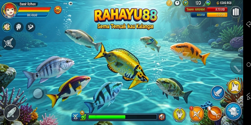 Gameplay seru RAHAYU88 saat menangkap ikan.