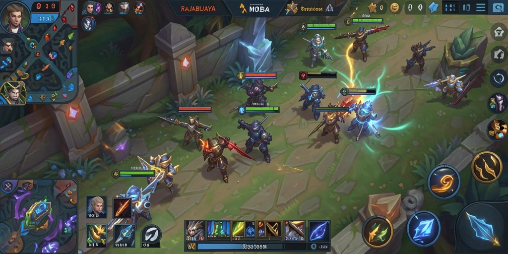 Gameplay seru RAJABUAYA saat tim bertarung di arena.