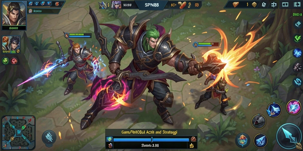 Tampilan gameplay seru SPN88 dengan aksi MOBA yang menegangkan.